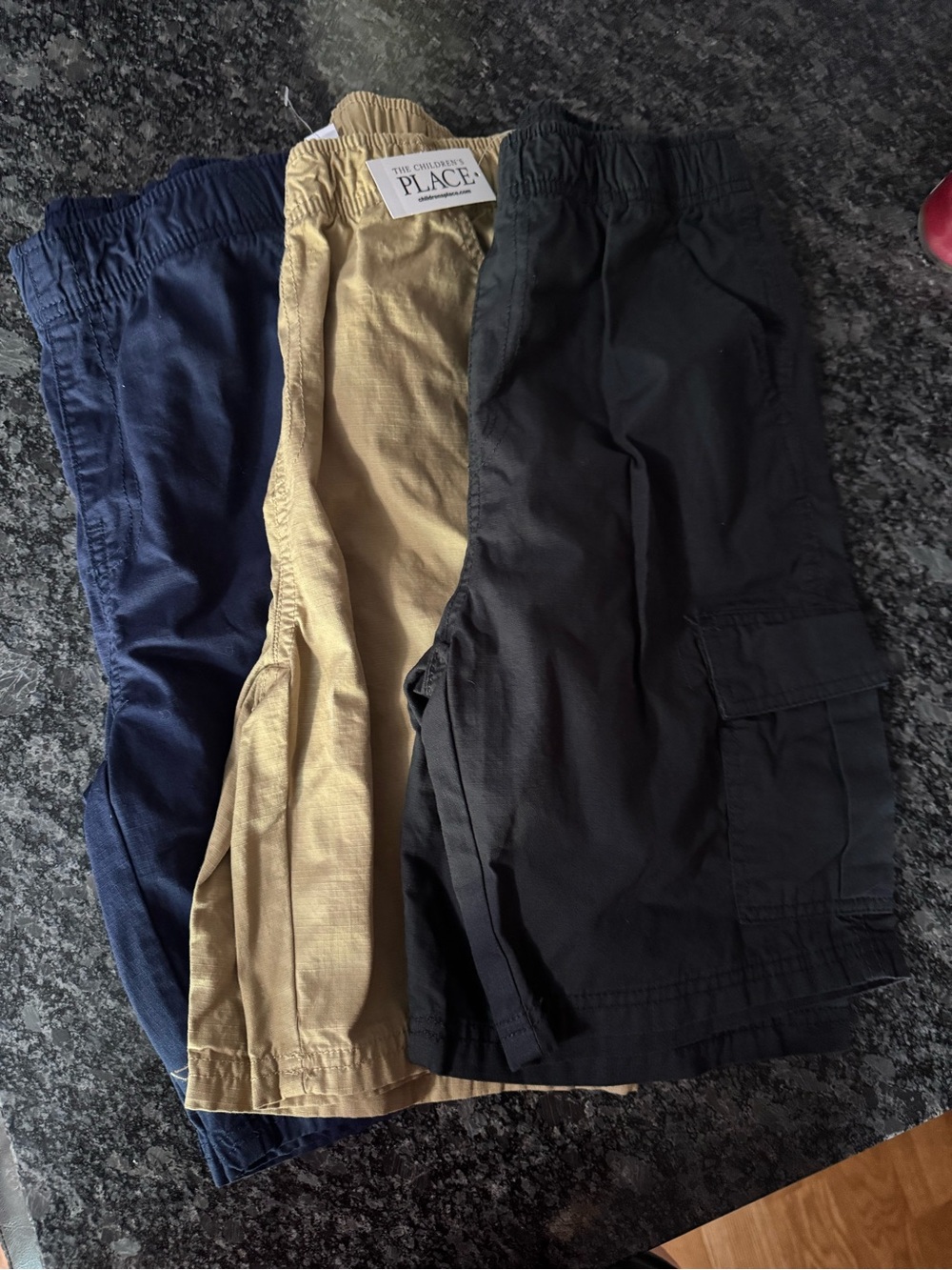 3 pack The Children's Place Boys Cargo Shorts - Navy, Tan, Black